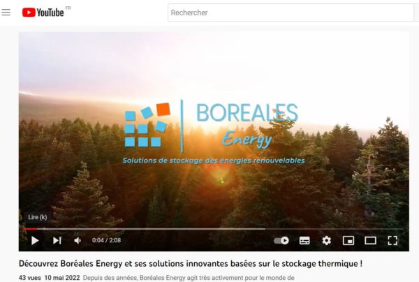 Video Boreales energy, vision, enjeux et stockage d'énergie